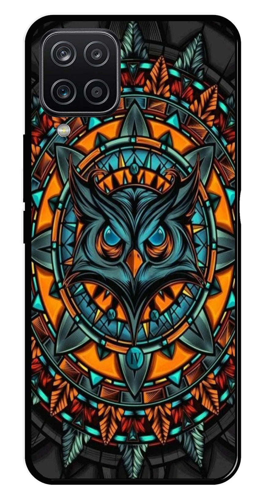 Owl Pattern Metal Mobile Case for Samsung Galaxy M12   (Design No -42)