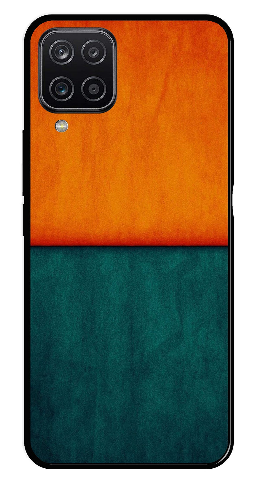 Orange Green Pattern Metal Mobile Case for Samsung Galaxy M12   (Design No -45)