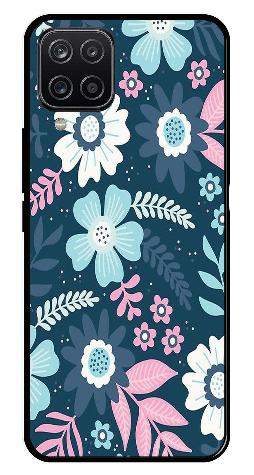 Flower Leaves Design Metal Mobile Case for Samsung Galaxy M12   (Design No -50)