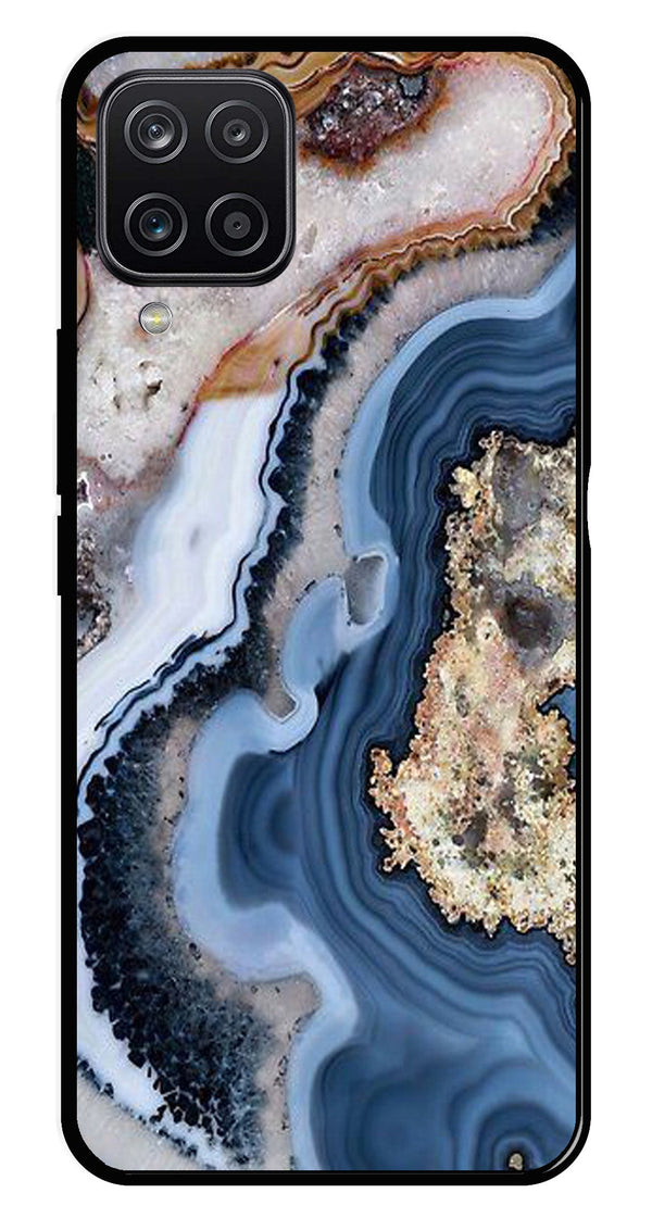 Marble Design Metal Mobile Case for Samsung Galaxy M12   (Design No -53)
