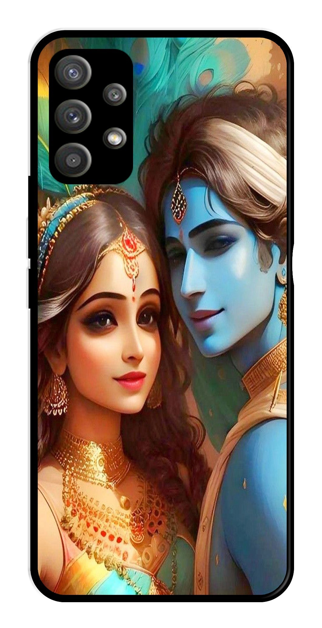 Lord Radha Krishna Metal Mobile Case for Samsung Galaxy M32 5G   (Design No -01)