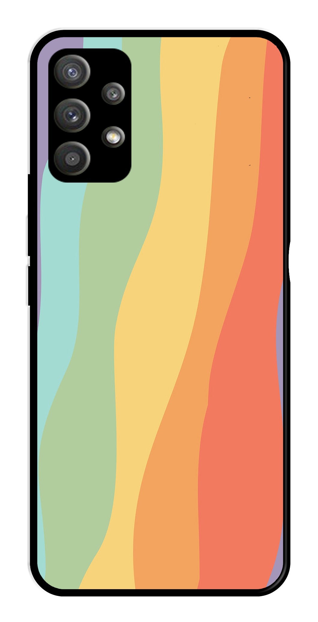 Muted Rainbow Metal Mobile Case for Samsung Galaxy M32 5G   (Design No -02)