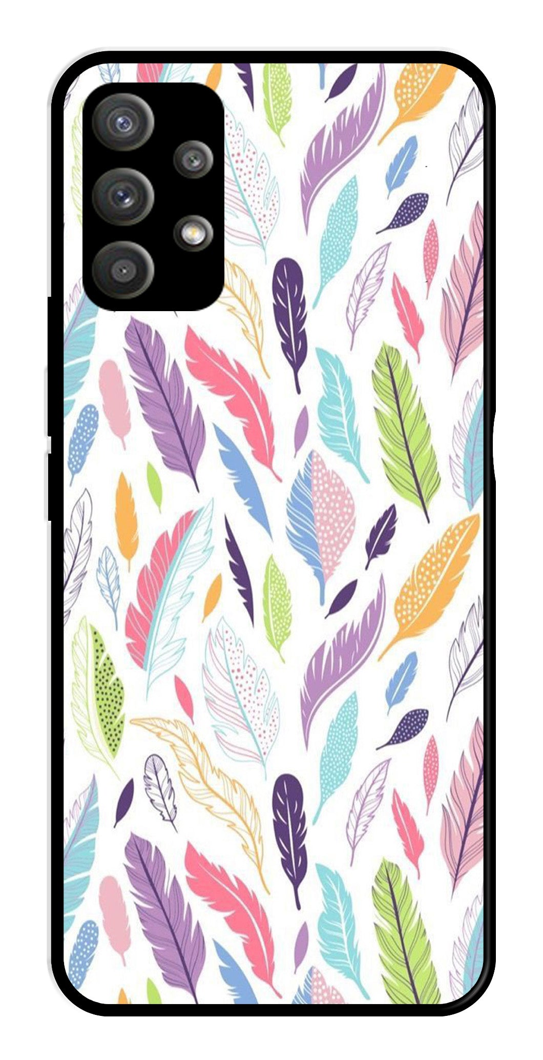 Colorful Feathers Metal Mobile Case for Samsung Galaxy M32 5G   (Design No -06)