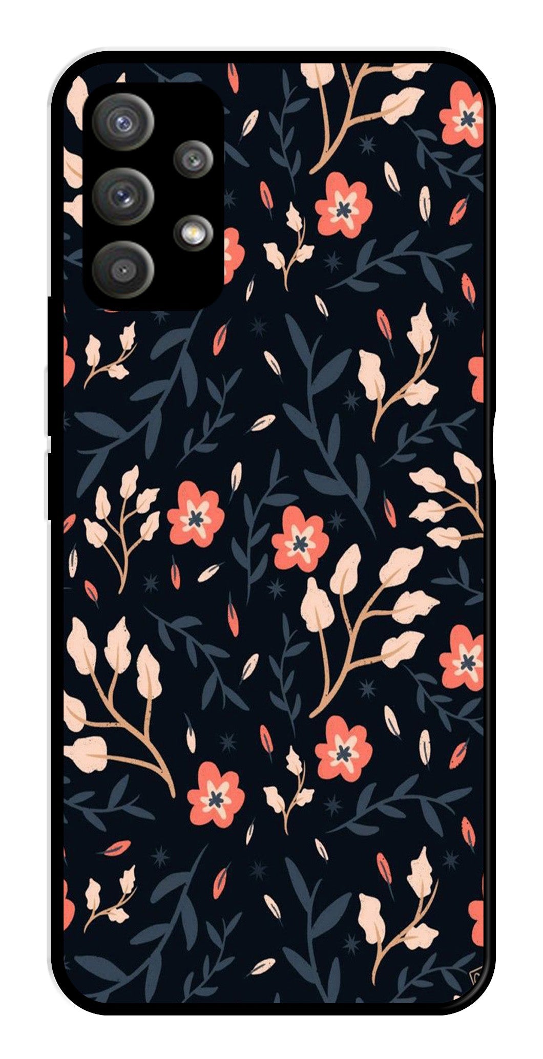 Floral Pattern Metal Mobile Case for Samsung Galaxy M32 5G   (Design No -10)