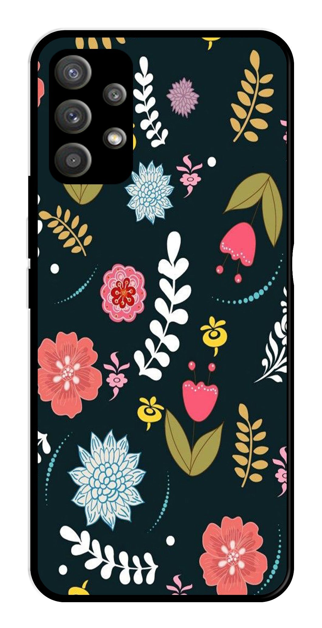 Floral Pattern2 Metal Mobile Case for Samsung Galaxy M32 5G   (Design No -12)