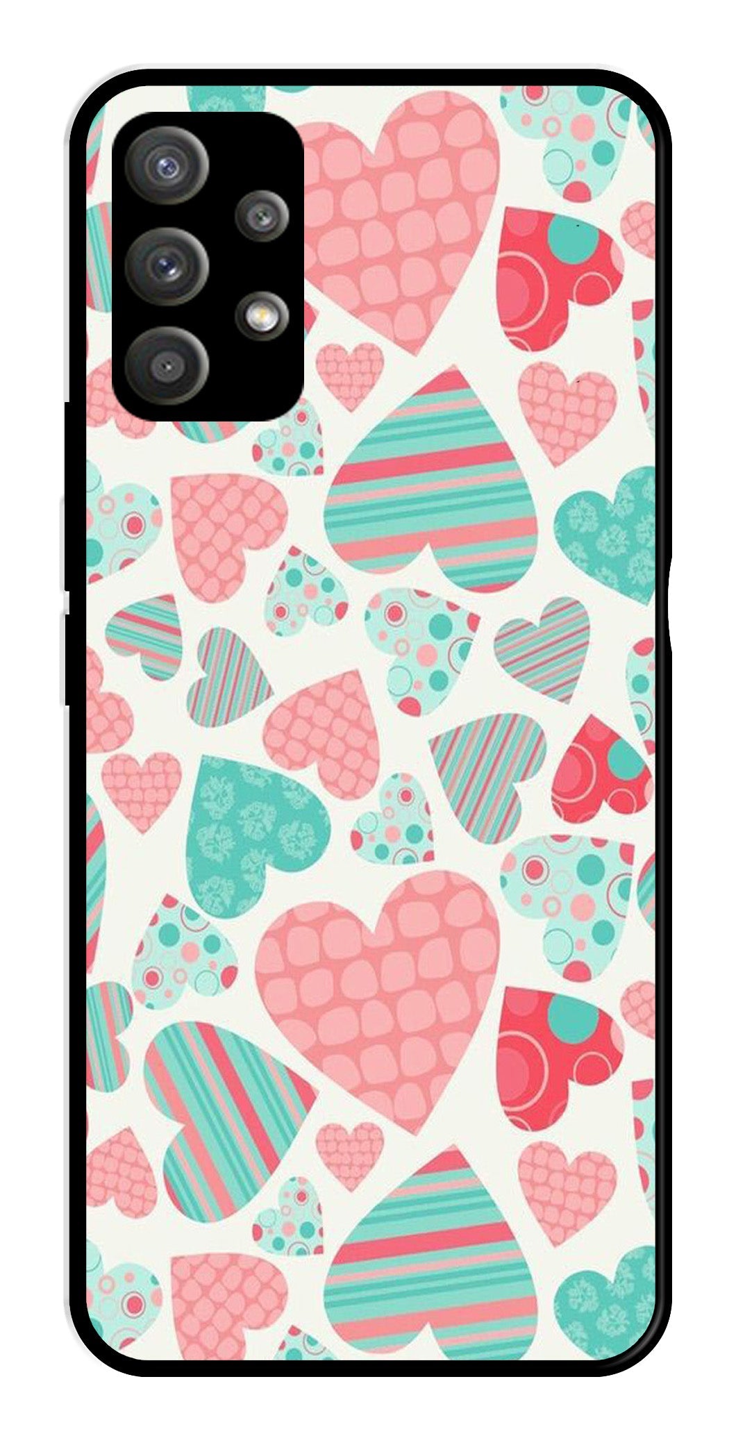 Hearts Pattern Metal Mobile Case for Samsung Galaxy M32 5G   (Design No -22)