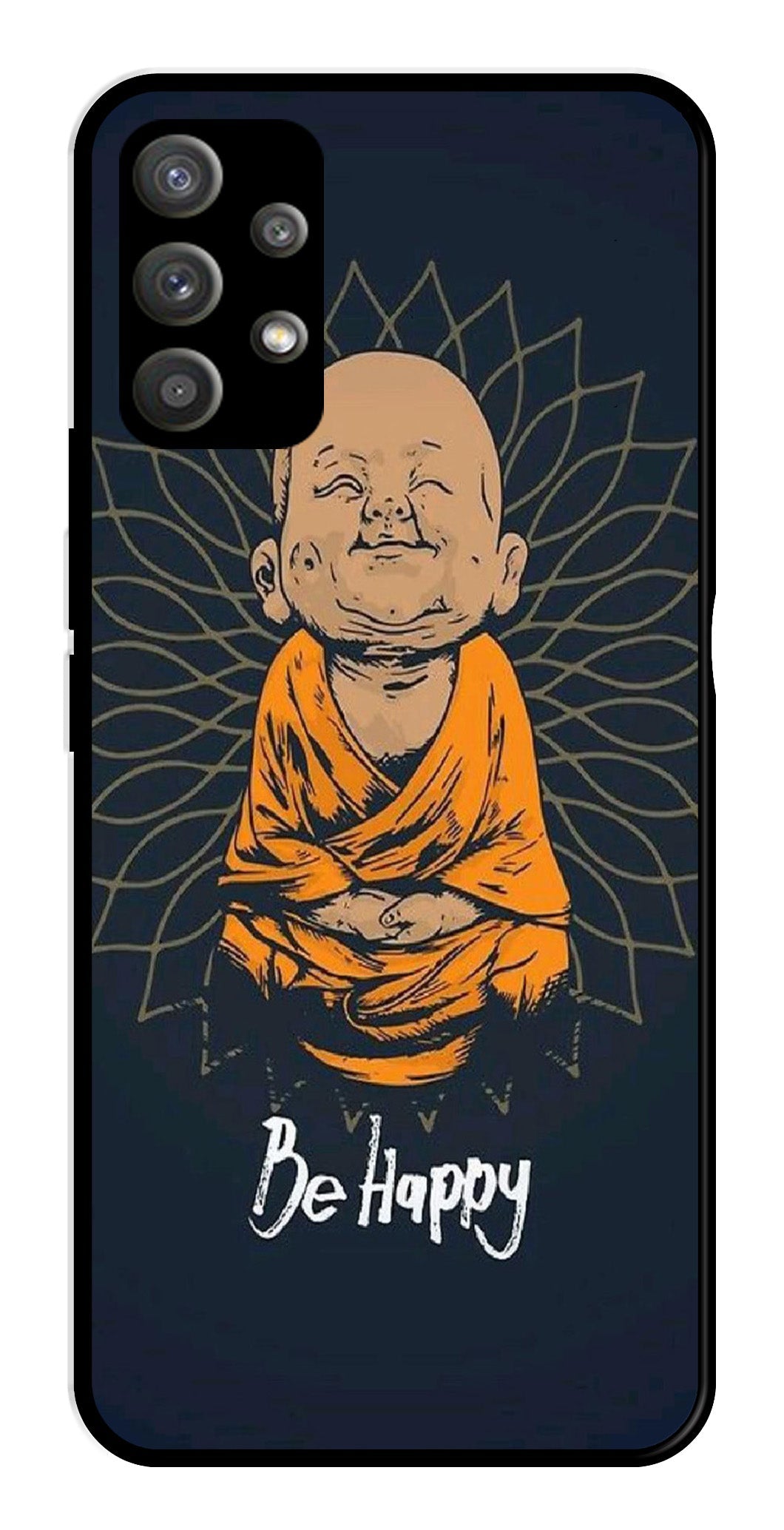 Be Happy Metal Mobile Case for Samsung Galaxy M32 5G   (Design No -27)