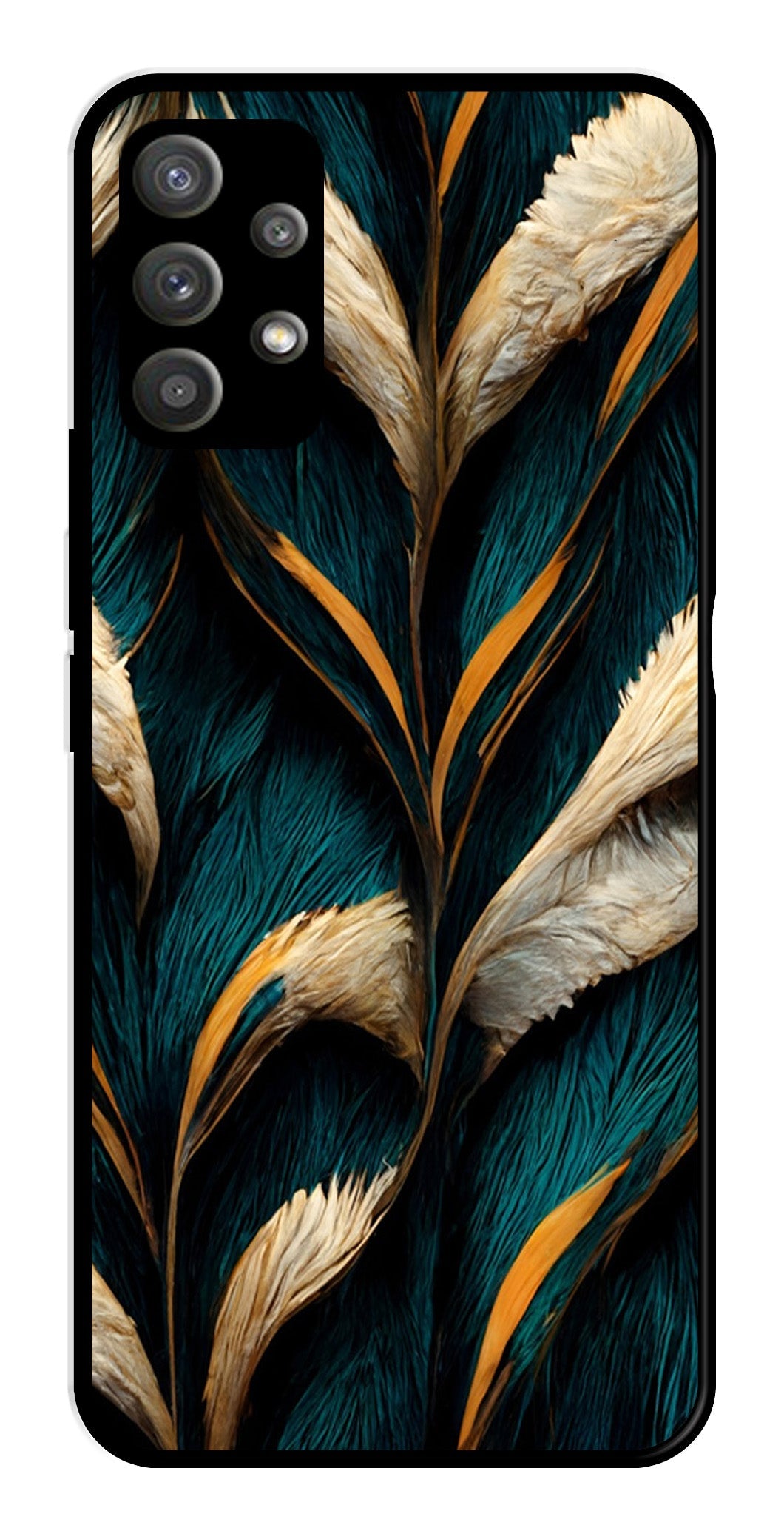Feathers Metal Mobile Case for Samsung Galaxy M32 5G   (Design No -30)