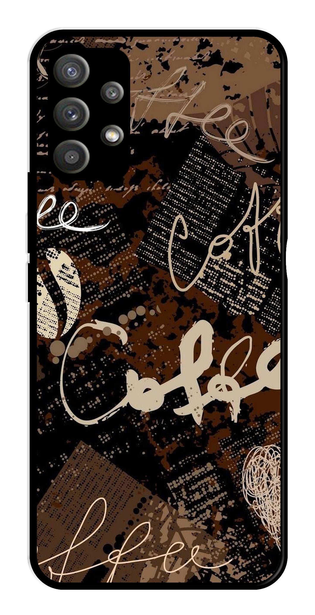 Coffee Pattern Metal Mobile Case for Samsung Galaxy M32 5G   (Design No -37)