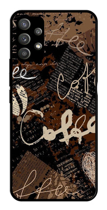 Coffee Pattern Metal Mobile Case for Samsung Galaxy M32 5G