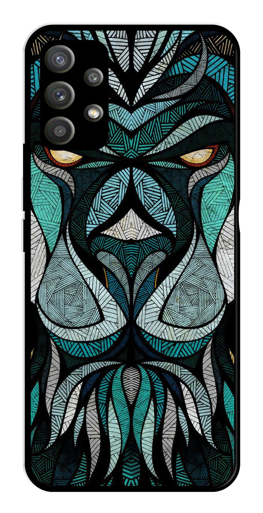 Lion Pattern Metal Mobile Case for Samsung Galaxy M32 5G   (Design No -40)
