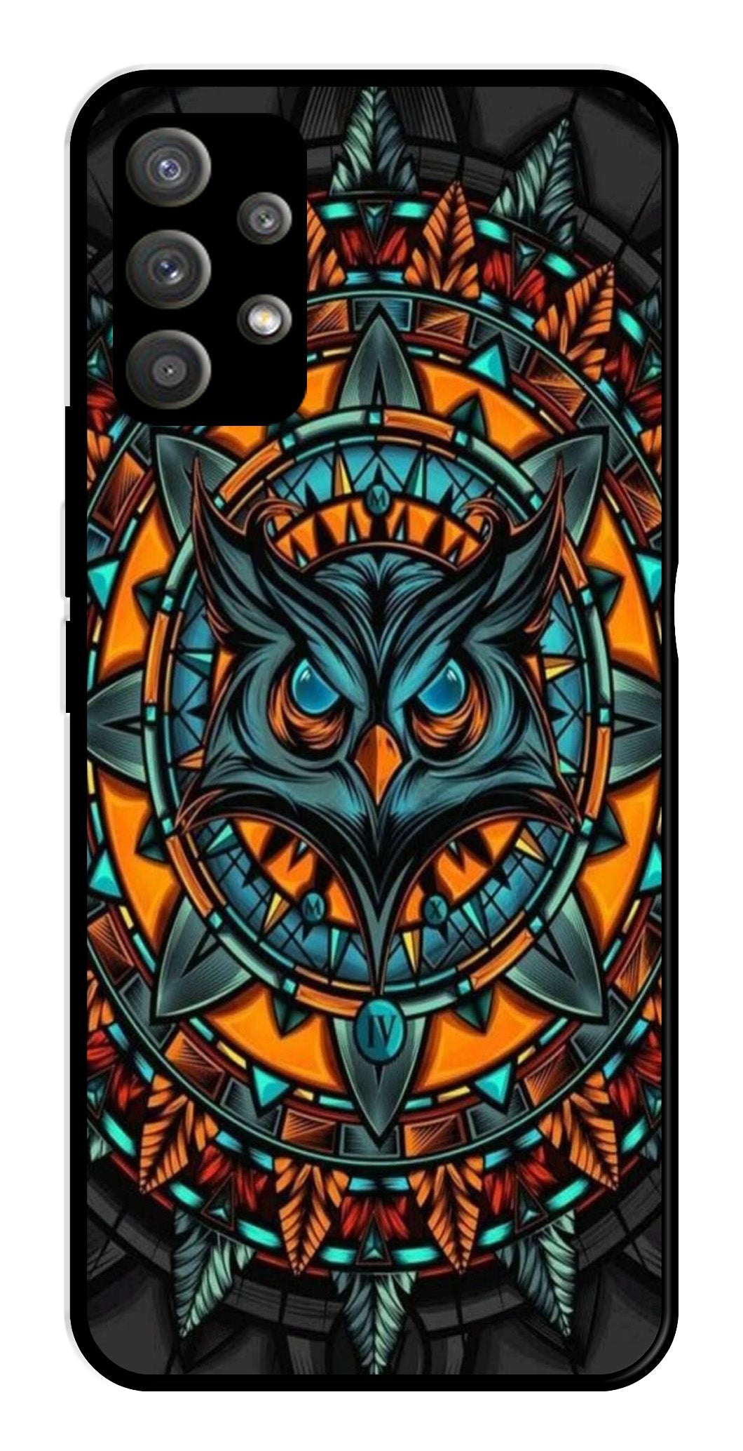 Owl Pattern Metal Mobile Case for Samsung Galaxy M32 5G   (Design No -42)