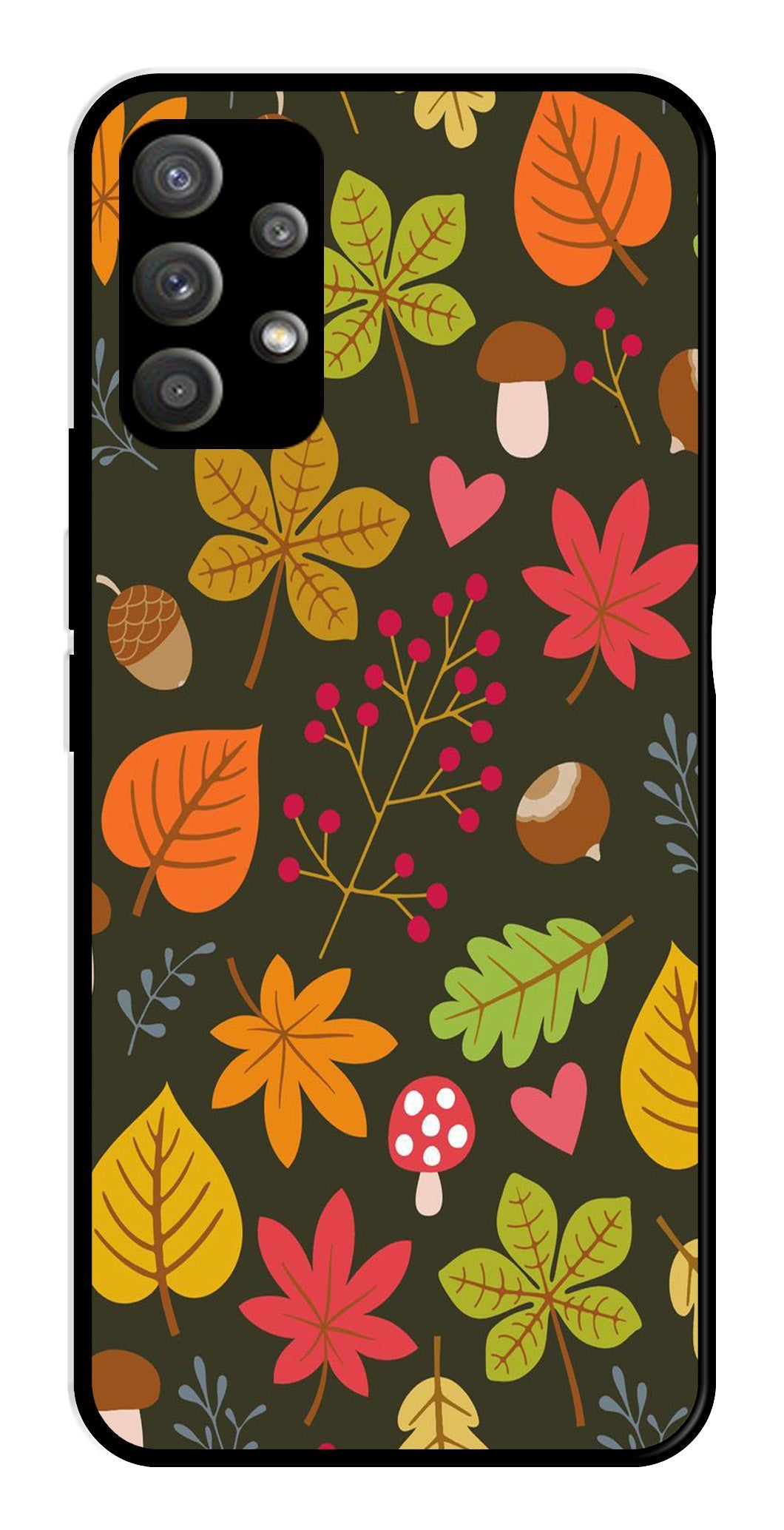 Leaves Design Metal Mobile Case for Samsung Galaxy M32 5G   (Design No -51)