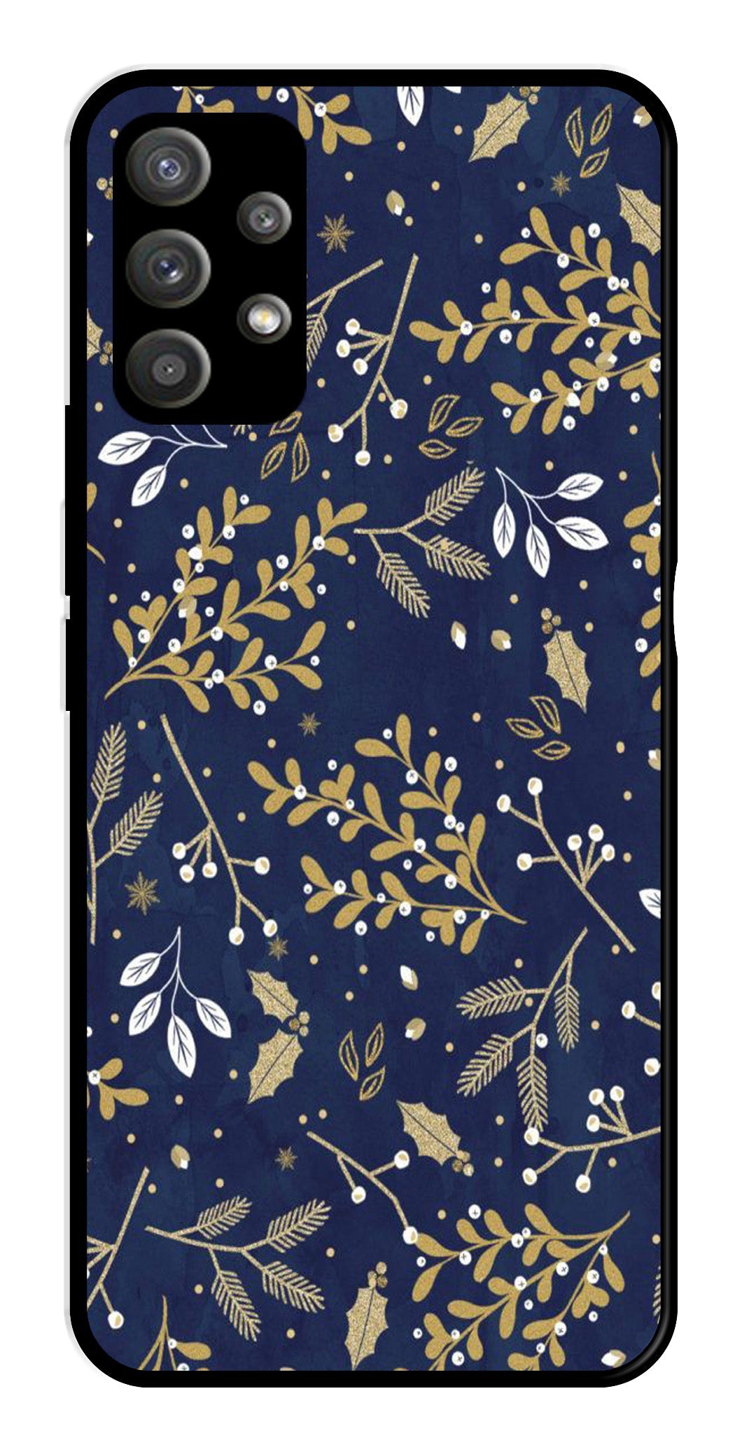 Floral Pattern  Metal Mobile Case for Samsung Galaxy M32 5G   (Design No -52)