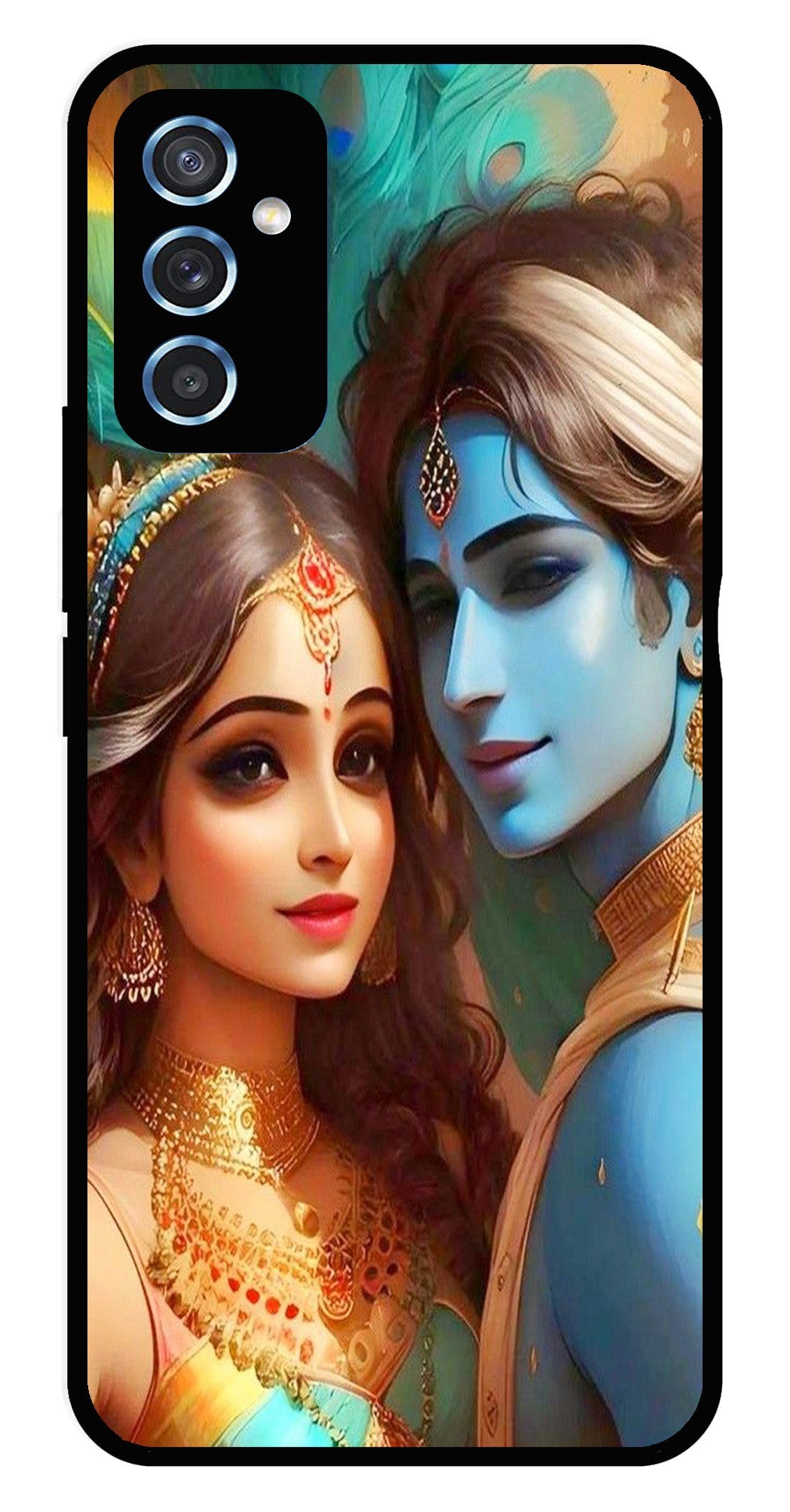 Lord Radha Krishna Metal Mobile Case for Samsung Galaxy M52 5G   (Design No -01)