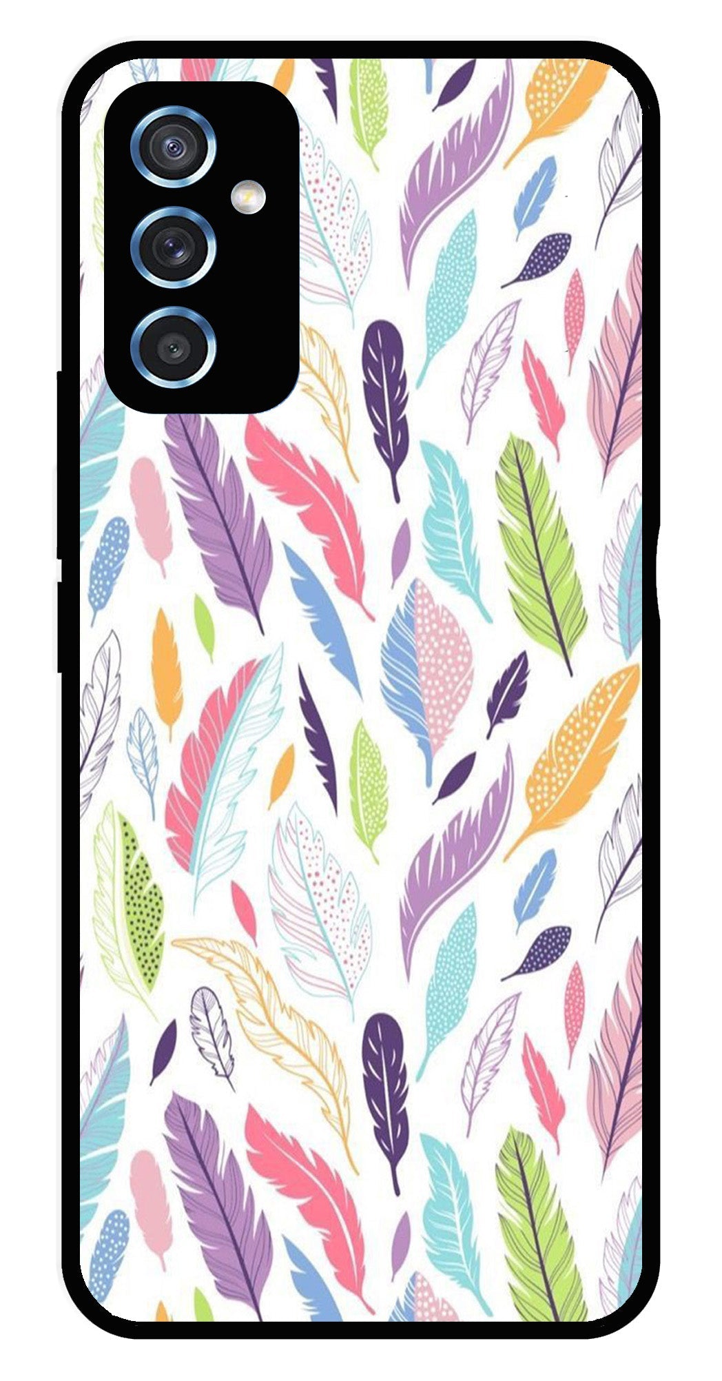 Colorful Feathers Metal Mobile Case for Samsung Galaxy M52 5G   (Design No -06)
