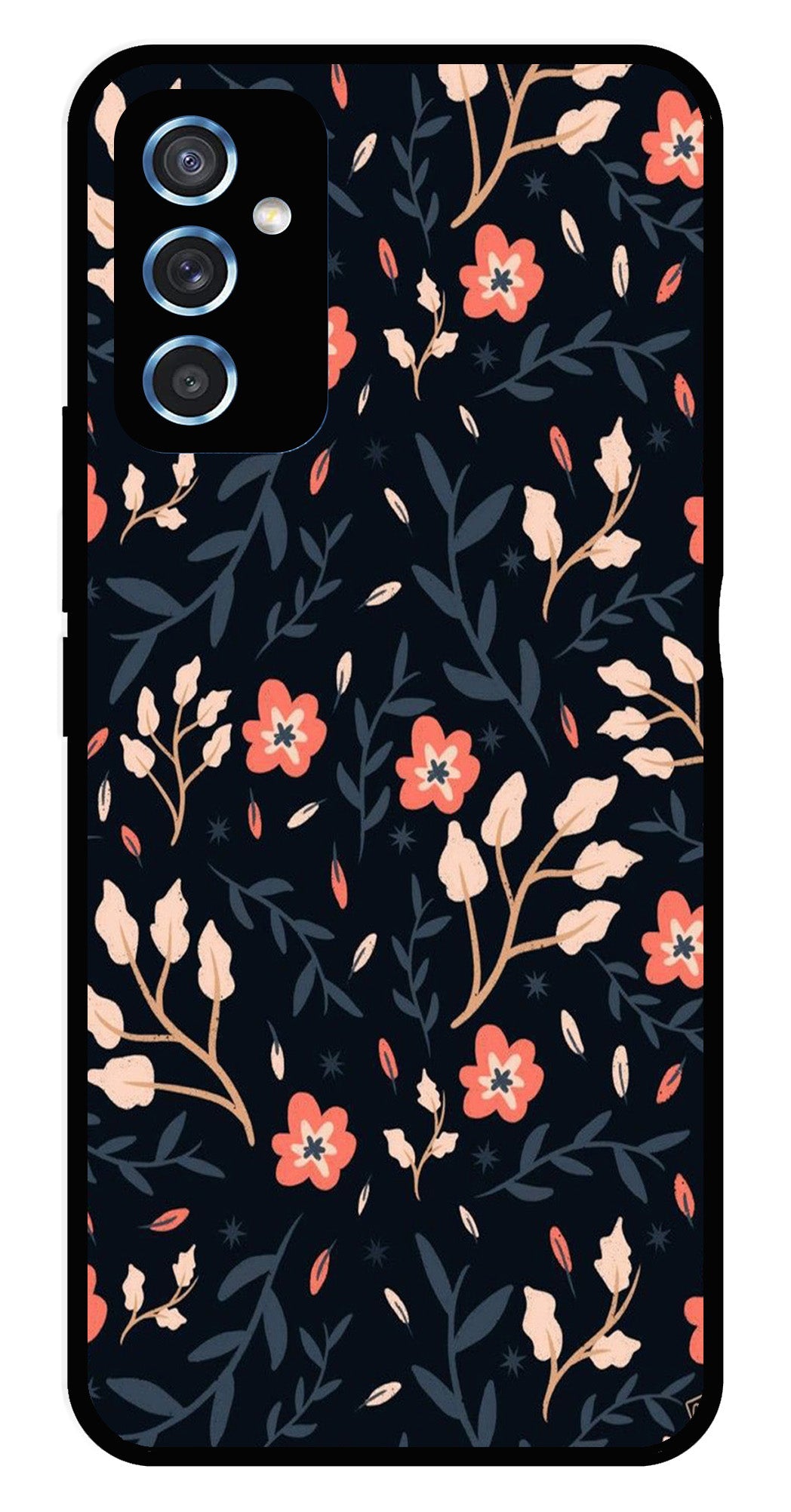 Floral Pattern Metal Mobile Case for Samsung Galaxy M52 5G   (Design No -10)