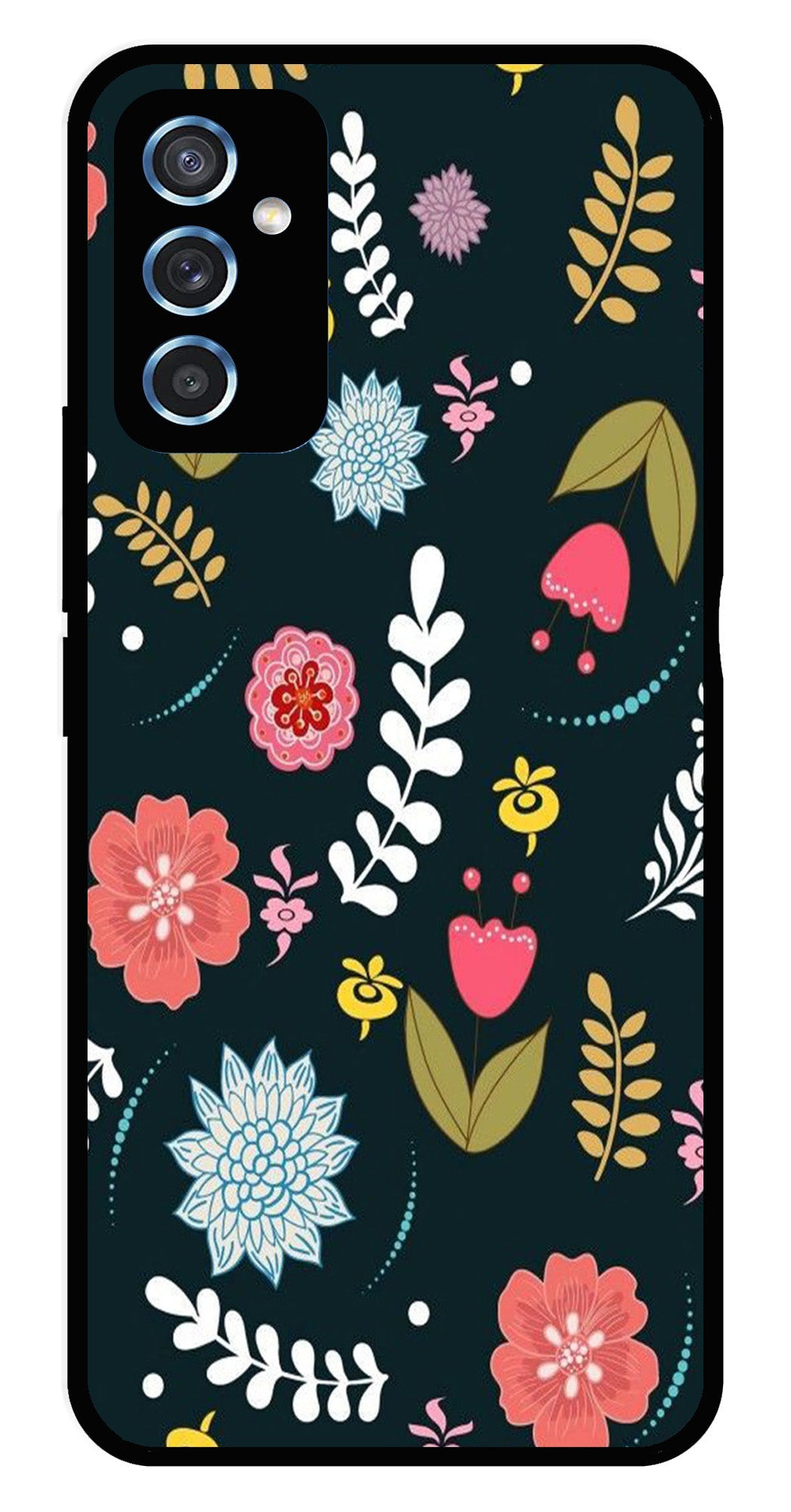 Floral Pattern2 Metal Mobile Case for Samsung Galaxy M52 5G   (Design No -12)