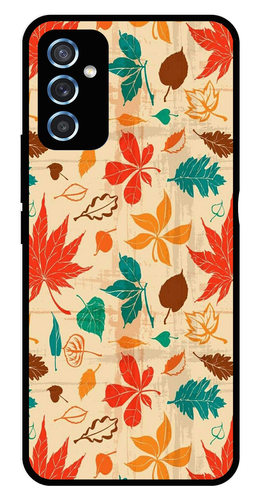 Leafs Design Metal Mobile Case for Samsung Galaxy M52 5G   (Design No -14)