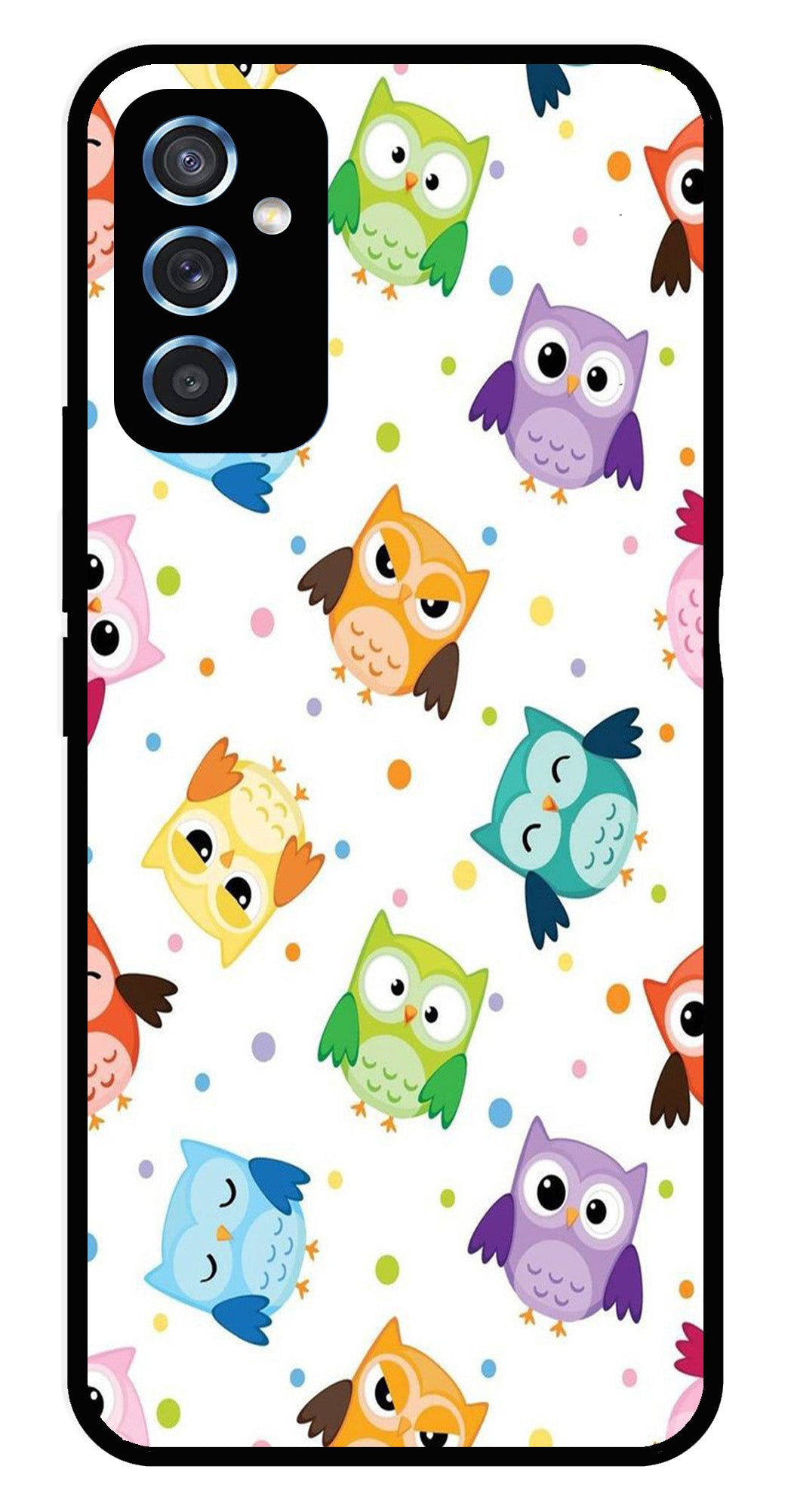 Owls Pattern Metal Mobile Case for Samsung Galaxy M52 5G   (Design No -20)