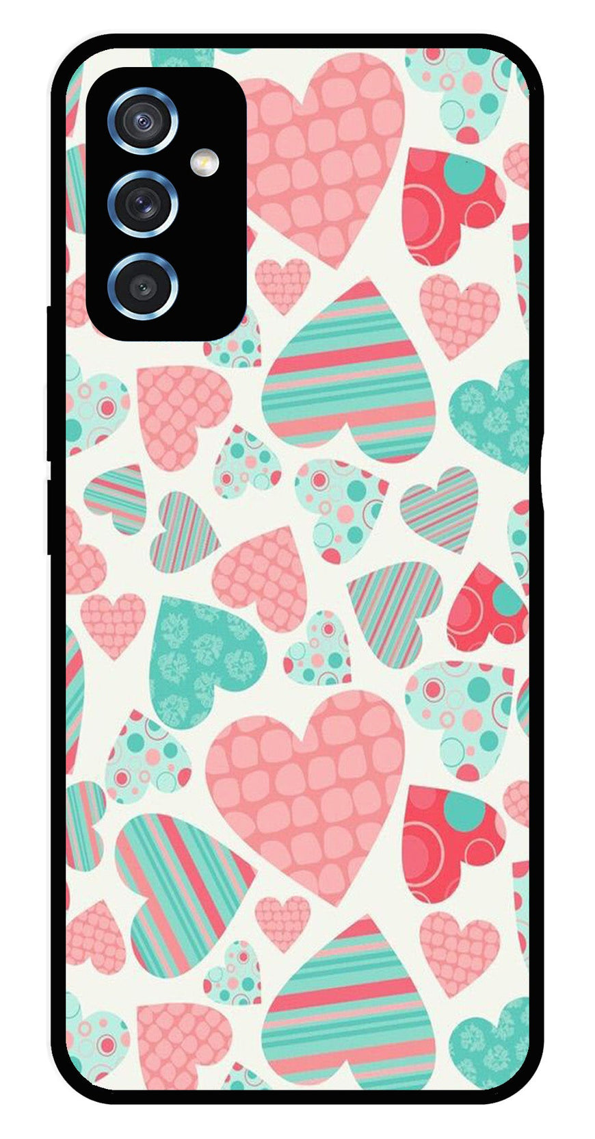 Hearts Pattern Metal Mobile Case for Samsung Galaxy M52 5G   (Design No -22)