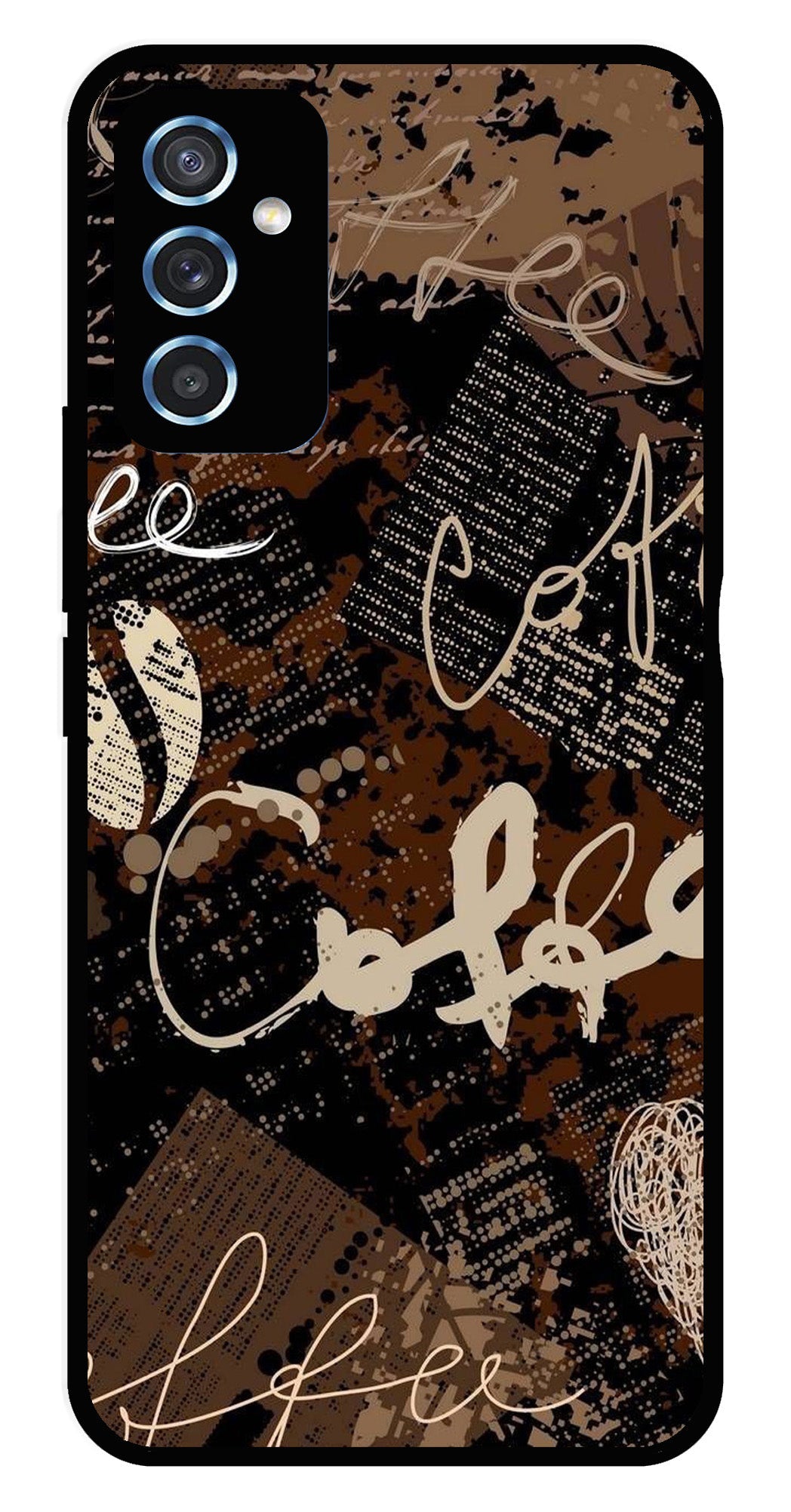 Coffee Pattern Metal Mobile Case for Samsung Galaxy M52 5G   (Design No -37)