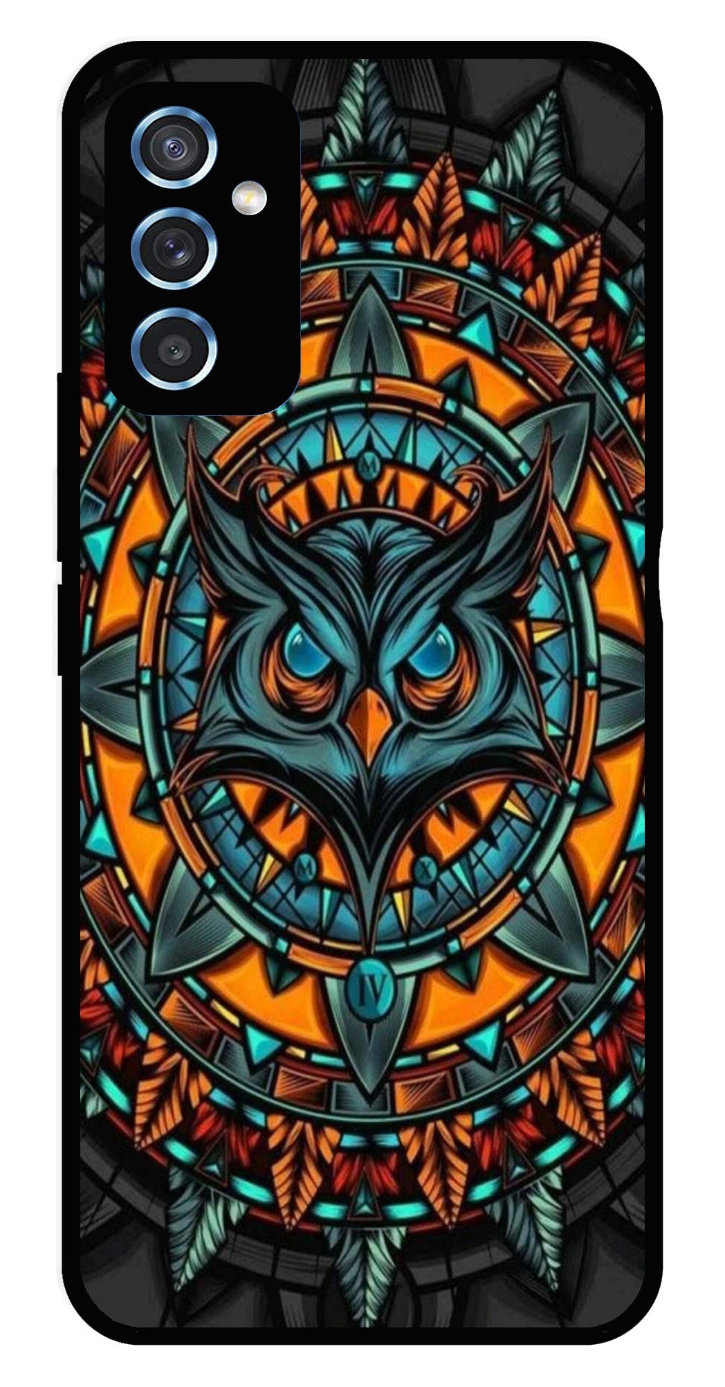 Owl Pattern Metal Mobile Case for Samsung Galaxy M52 5G   (Design No -42)