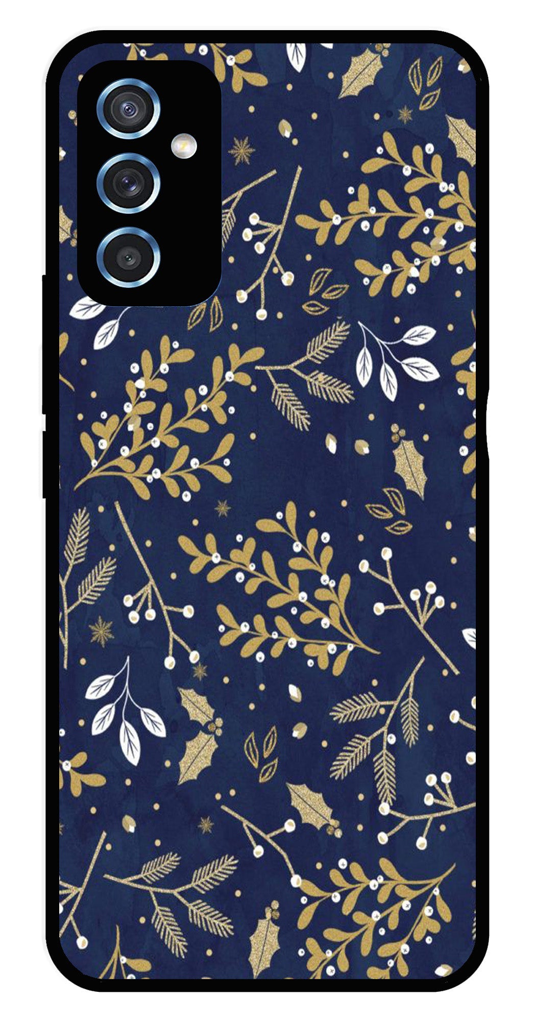 Floral Pattern  Metal Mobile Case for Samsung Galaxy M52 5G   (Design No -52)