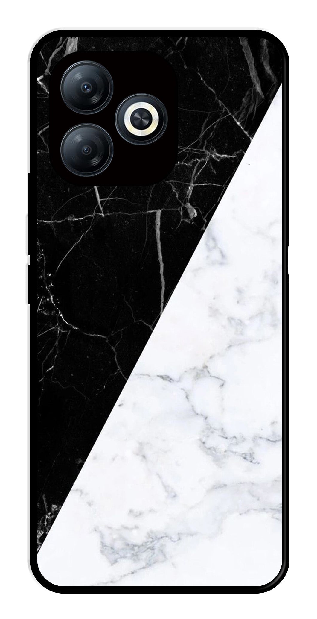 Black White Marble Design Metal Mobile Case for Infinix Smart 8   (Design No -09)
