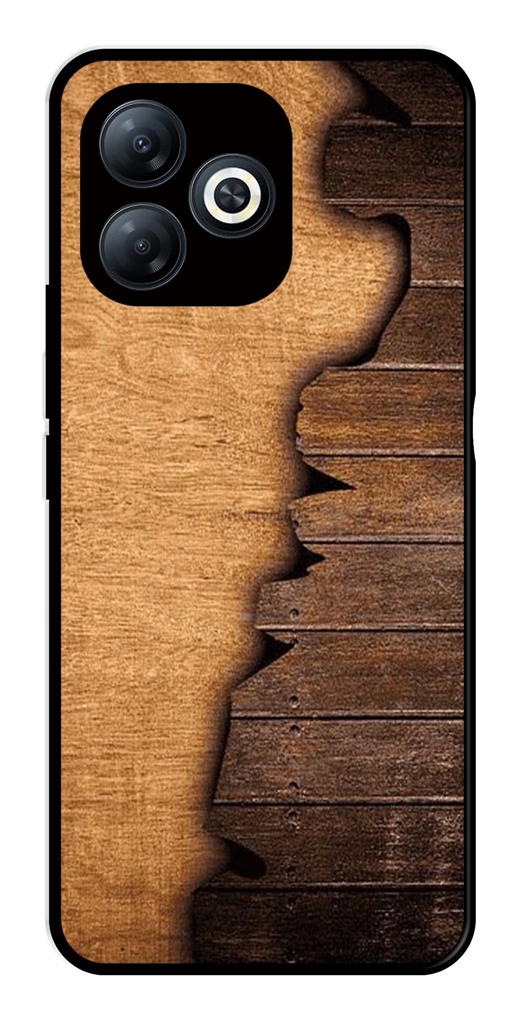 Wooden Design Metal Mobile Case for Tecno Spark 20   (Design No -13)