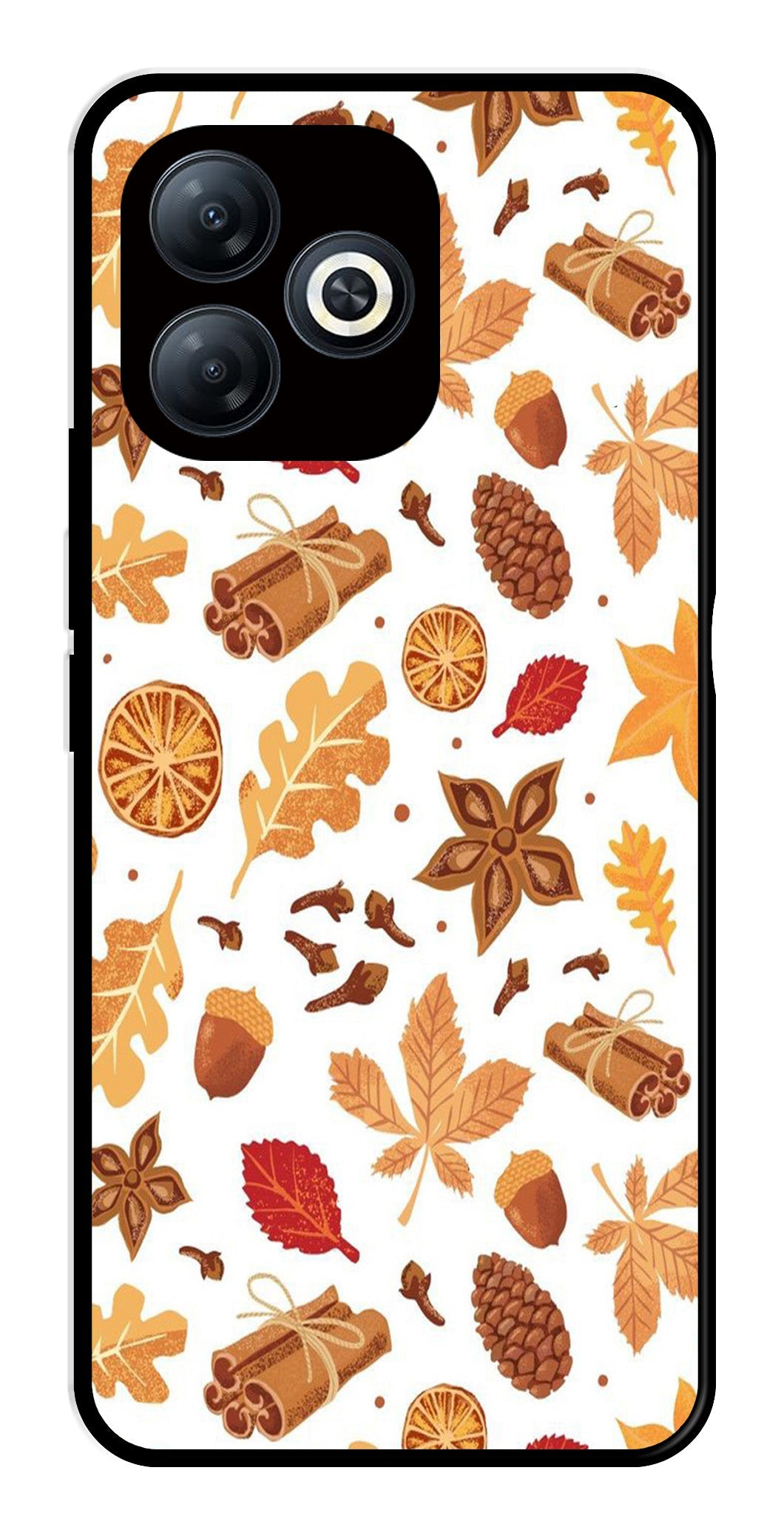 Autumn Leaf Metal Mobile Case for Infinix Smart 8   (Design No -19)