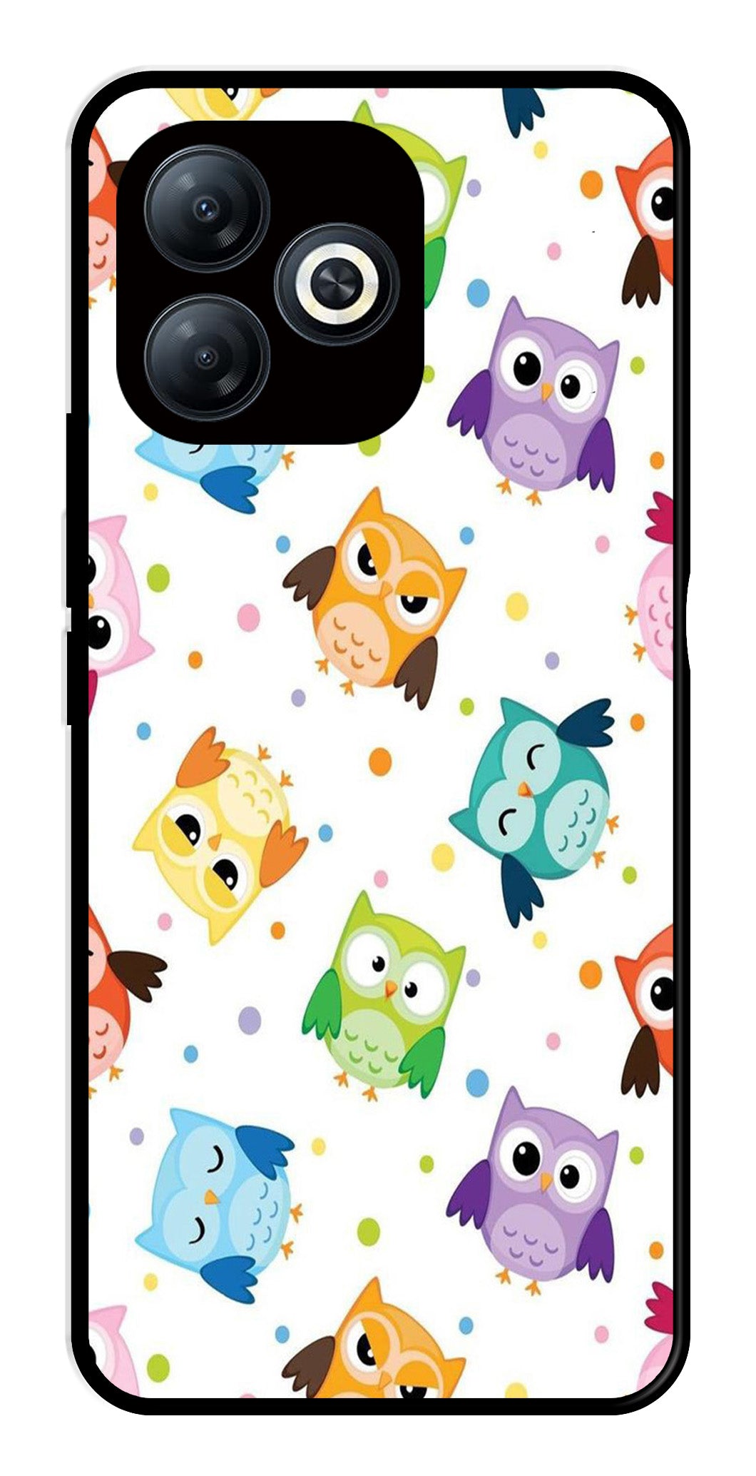 Owls Pattern Metal Mobile Case for Infinix Smart 8   (Design No -20)