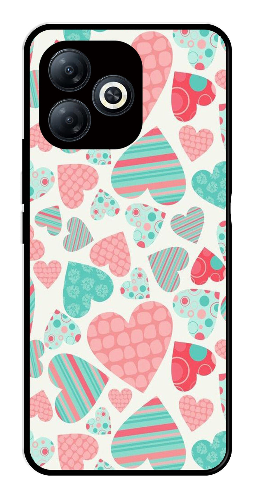 Hearts Pattern Metal Mobile Case for Tecno Spark 20   (Design No -22)