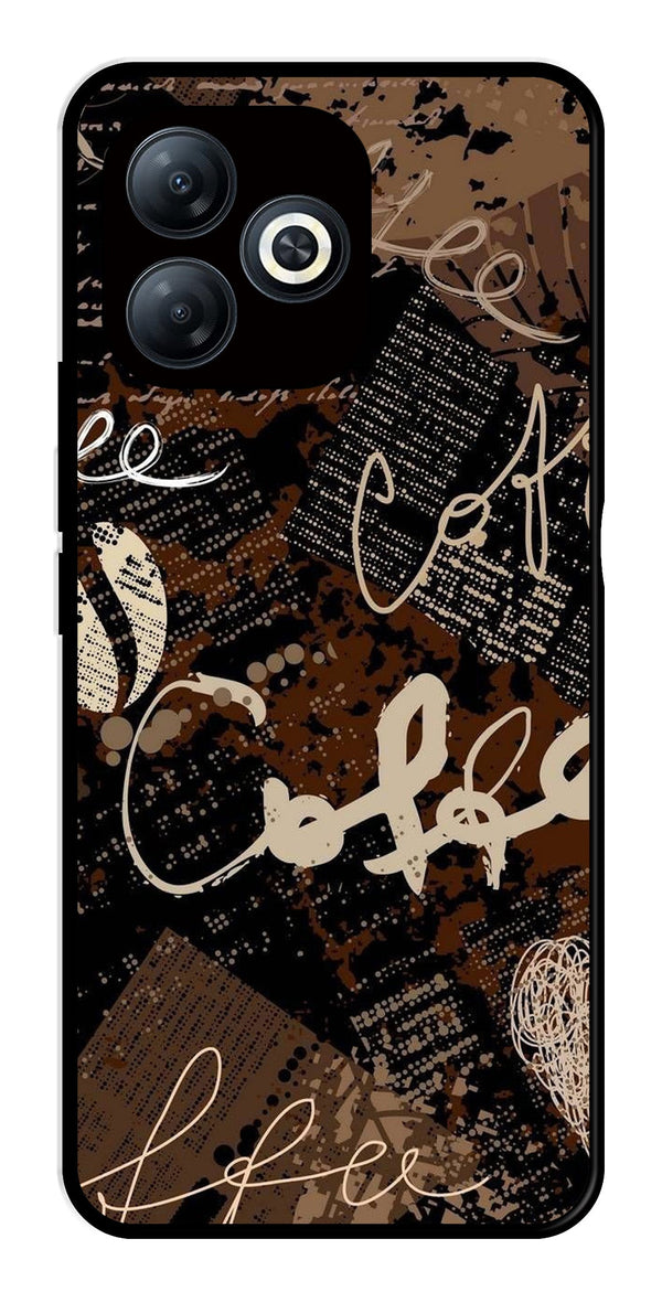 Coffee Pattern Metal Mobile Case for Infinix Smart 8   (Design No -37)