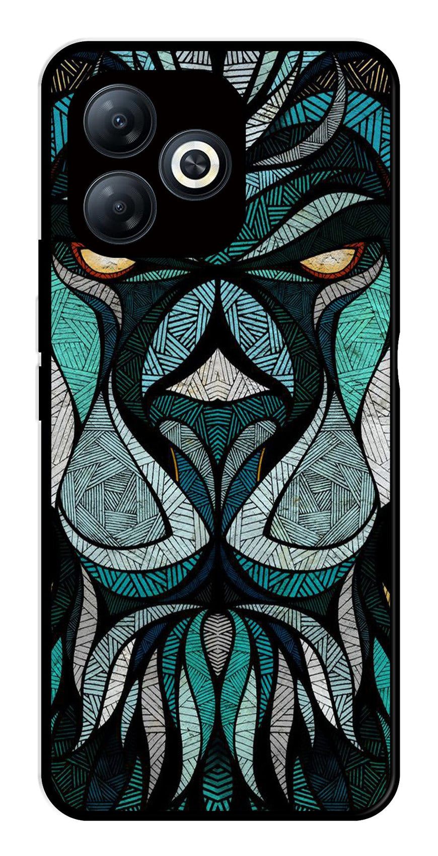 Lion Pattern Metal Mobile Case for Infinix Smart 8   (Design No -40)