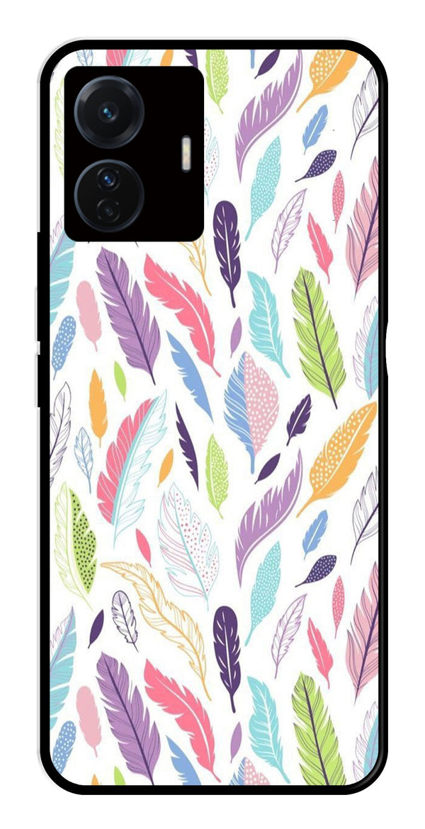 Colorful Feathers Metal Mobile Case for iQOO Z6 Pro 5G   (Design No -06)