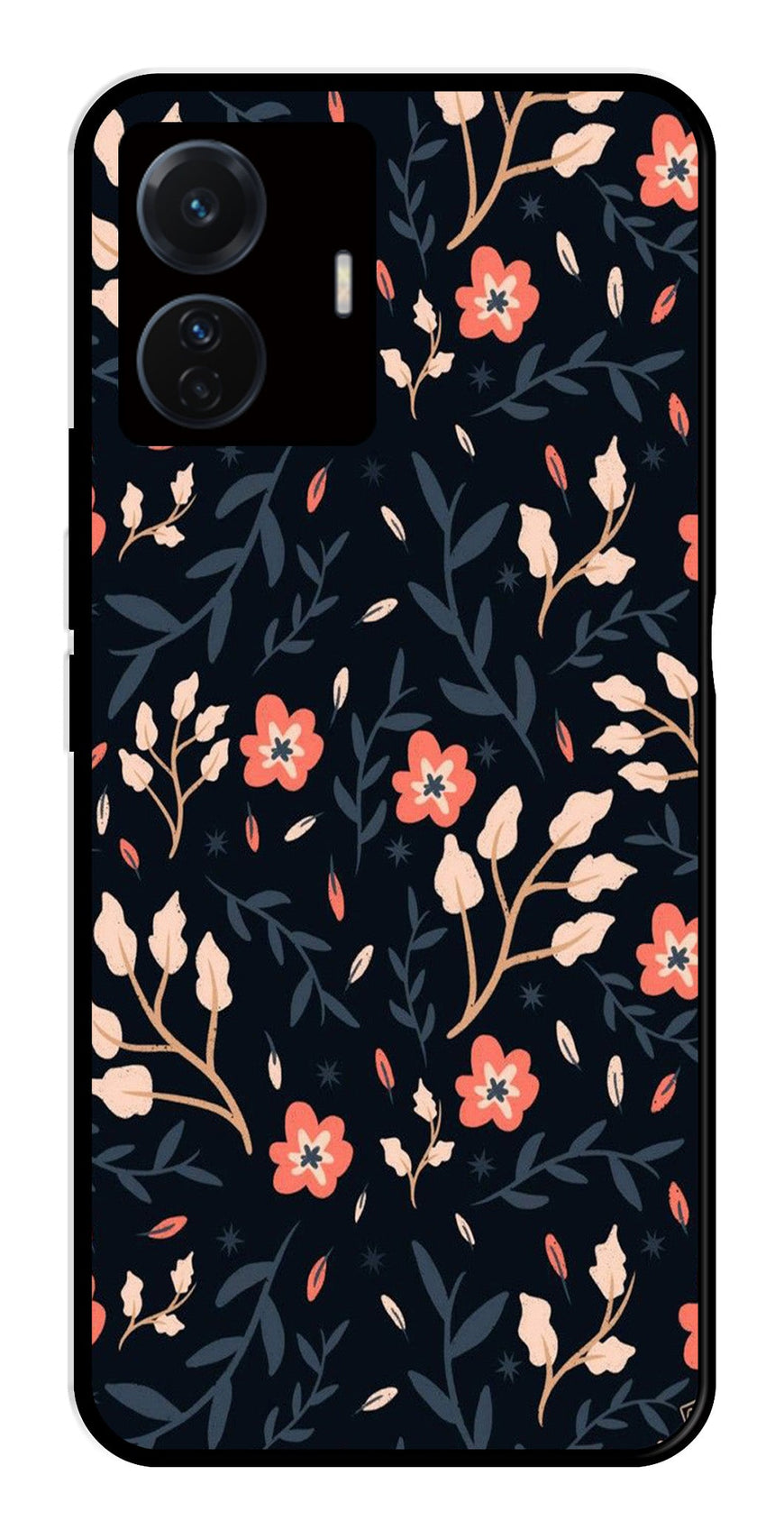 Floral Pattern Metal Mobile Case for Vivo T1 Pro 5G   (Design No -10)