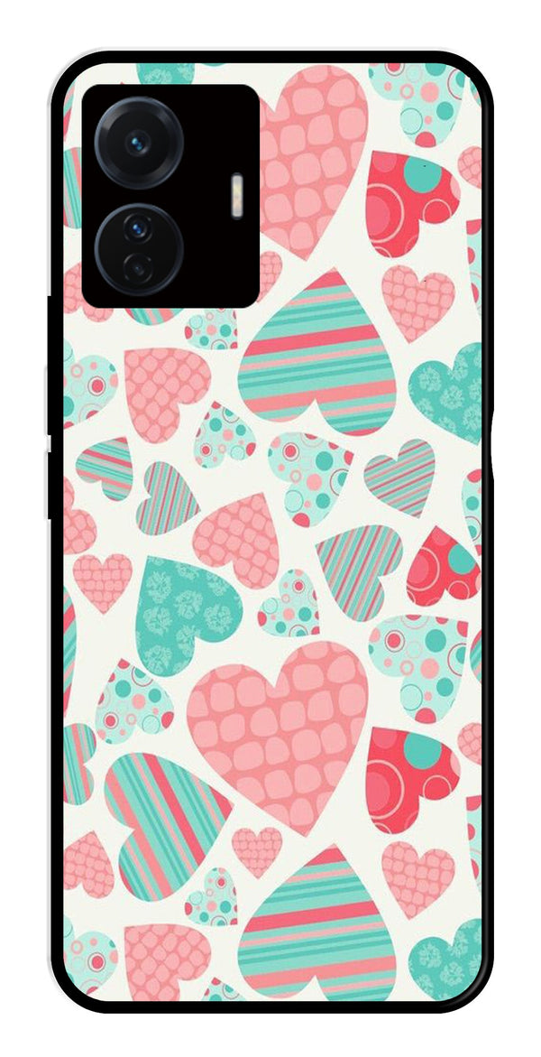 Hearts Pattern Metal Mobile Case for Vivo T1 Pro 5G   (Design No -22)