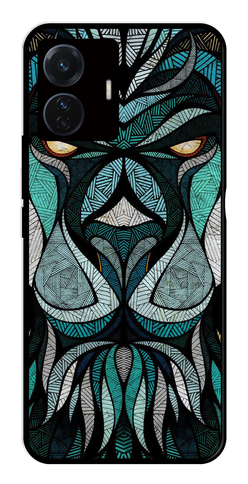 Lion Pattern Metal Mobile Case for Vivo T1 Pro 5G   (Design No -40)