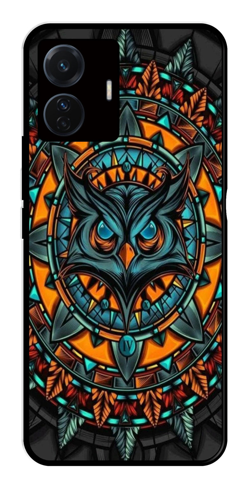 Owl Pattern Metal Mobile Case for iQOO Z6 Pro 5G   (Design No -42)
