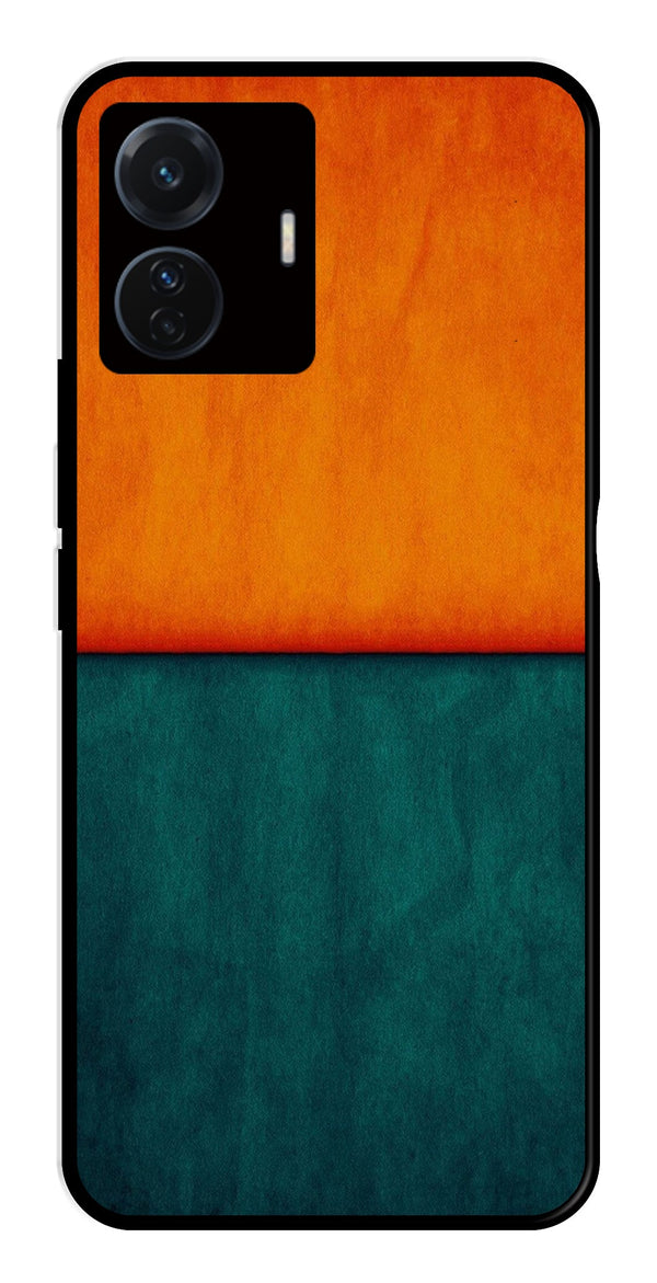 Orange Green Pattern Metal Mobile Case for iQOO Z6 Pro 5G   (Design No -45)