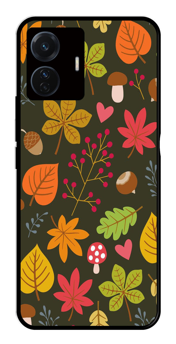 Leaves Design Metal Mobile Case for Vivo T1 Pro 5G   (Design No -51)