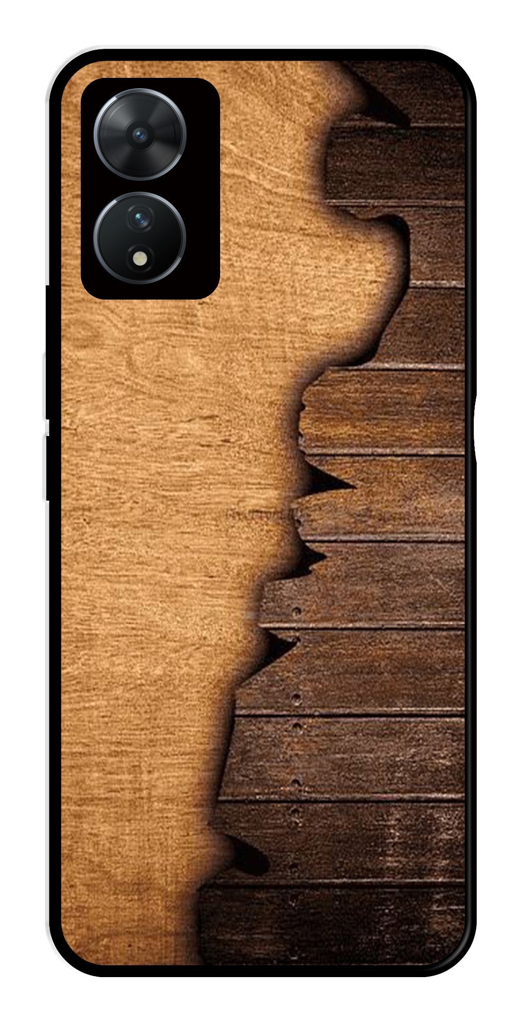 Wooden Design Metal Mobile Case for Vivo T2 5G   (Design No -13)