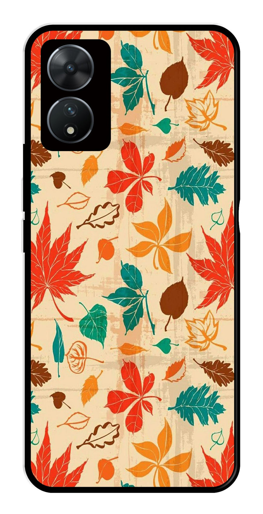 Leafs Design Metal Mobile Case for Vivo T2 5G   (Design No -14)