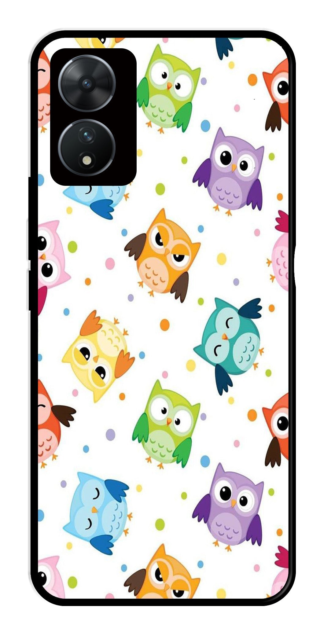 Owls Pattern Metal Mobile Case for Vivo T2 5G   (Design No -20)