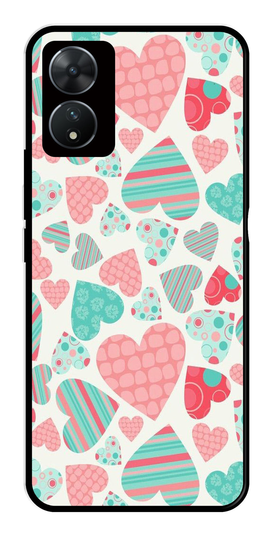 Hearts Pattern Metal Mobile Case for Vivo T2 5G   (Design No -22)