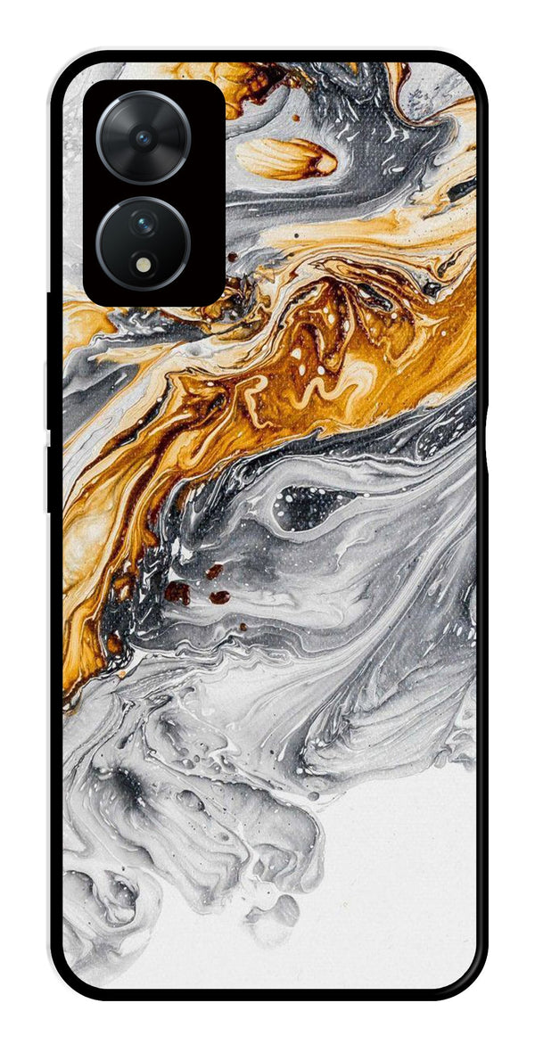 Marble Pattern Metal Mobile Case for Vivo T2 5G   (Design No -36)
