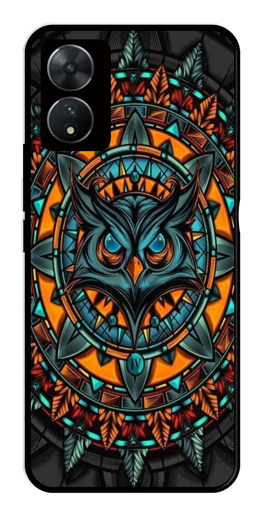 Owl Pattern Metal Mobile Case for Vivo T2 5G   (Design No -42)