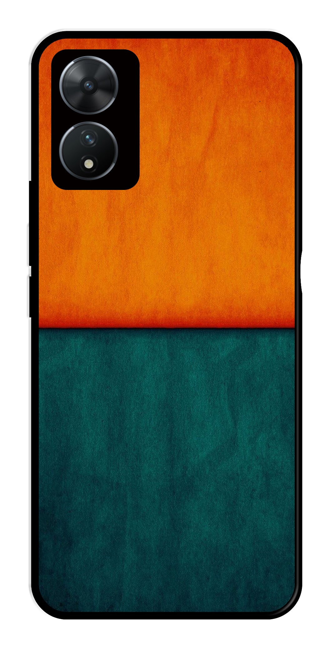 Orange Green Pattern Metal Mobile Case for Vivo T2 5G   (Design No -45)