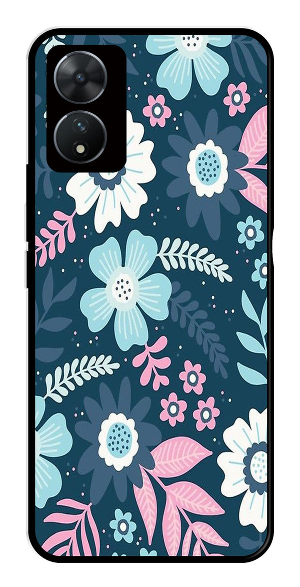 Flower Leaves Design Metal Mobile Case for Vivo T2 5G   (Design No -50)